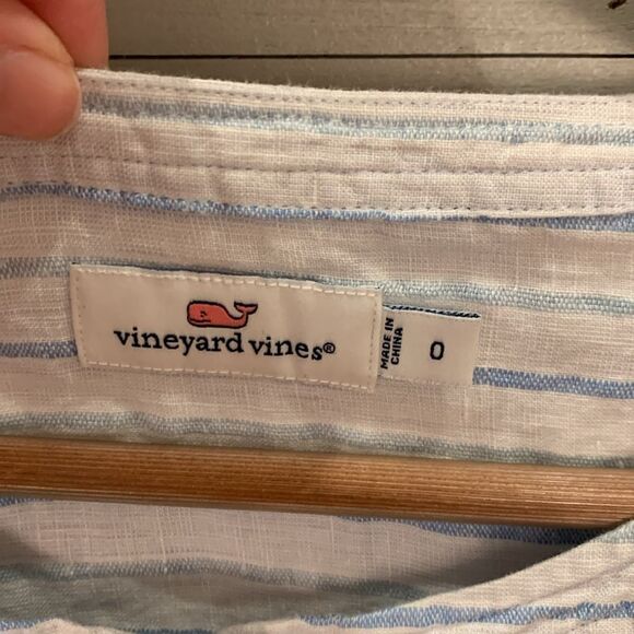 Vinyard Vines linen horizontal striped blue and white tunic embroidered size 0 - Picture 6 of 8